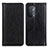 Leather Case Stands Flip Cover Holder D03Y for Oppo A74 5G Black