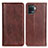 Leather Case Stands Flip Cover Holder D03Y for Oppo F19 Pro Brown