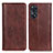 Leather Case Stands Flip Cover Holder D03Y for Oppo Reno8 T 4G Brown