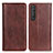 Leather Case Stands Flip Cover Holder D03Y for Sony Xperia 1 III Brown