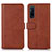 Leather Case Stands Flip Cover Holder D03Y for Sony Xperia 1 V Brown