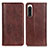 Leather Case Stands Flip Cover Holder D03Y for Sony Xperia 5 IV Brown