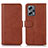 Leather Case Stands Flip Cover Holder D03Y for Xiaomi Redmi Note 12T Pro 5G Brown