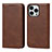 Leather Case Stands Flip Cover Holder D04T for Apple iPhone 14 Pro Brown