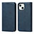 Leather Case Stands Flip Cover Holder D04T for Apple iPhone 15 Plus Blue