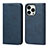 Leather Case Stands Flip Cover Holder D04T for Apple iPhone 15 Pro Blue