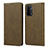 Leather Case Stands Flip Cover Holder D04T for Oppo A54 5G Khaki