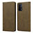 Leather Case Stands Flip Cover Holder D04T for Oppo A74 5G Khaki