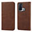 Leather Case Stands Flip Cover Holder D04T for Oppo Reno5 A Brown