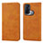 Leather Case Stands Flip Cover Holder D04T for Oppo Reno5 A Light Brown