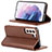 Leather Case Stands Flip Cover Holder D04T for Samsung Galaxy S23 5G Brown