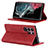 Leather Case Stands Flip Cover Holder D04T for Samsung Galaxy S23 Ultra 5G Red