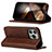 Leather Case Stands Flip Cover Holder D05T for Apple iPhone 14 Pro Max Brown
