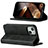 Leather Case Stands Flip Cover Holder D05T for Apple iPhone 15 Plus Black