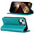 Leather Case Stands Flip Cover Holder D05T for Apple iPhone 15 Plus Cyan