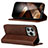 Leather Case Stands Flip Cover Holder D05T for Apple iPhone 15 Pro Brown