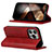 Leather Case Stands Flip Cover Holder D05T for Apple iPhone 15 Pro Max Red