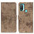 Leather Case Stands Flip Cover Holder D05Y for Motorola Moto E30 Khaki