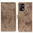 Leather Case Stands Flip Cover Holder D05Y for Oppo A74 4G Khaki