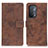 Leather Case Stands Flip Cover Holder D05Y for Oppo A93 5G Brown