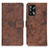 Leather Case Stands Flip Cover Holder D05Y for Oppo F19 Brown