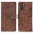 Leather Case Stands Flip Cover Holder D05Y for Oppo K9 Pro 5G Brown