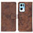 Leather Case Stands Flip Cover Holder D05Y for Oppo Reno7 Pro 5G Brown