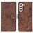 Leather Case Stands Flip Cover Holder D05Y for Samsung Galaxy S21 FE 5G Brown