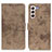 Leather Case Stands Flip Cover Holder D05Y for Samsung Galaxy S21 FE 5G Khaki