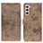 Leather Case Stands Flip Cover Holder D05Y for Samsung Galaxy S24 5G Khaki
