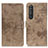 Leather Case Stands Flip Cover Holder D05Y for Sony Xperia 1 III Khaki