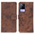 Leather Case Stands Flip Cover Holder D05Y for Vivo V21e 5G Brown