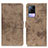 Leather Case Stands Flip Cover Holder D05Y for Vivo V21e 5G Khaki