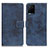 Leather Case Stands Flip Cover Holder D05Y for Vivo Y21 Blue