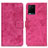 Leather Case Stands Flip Cover Holder D05Y for Vivo Y21a Hot Pink