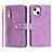 Leather Case Stands Flip Cover Holder D06T for Apple iPhone 13 Clove Purple