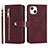 Leather Case Stands Flip Cover Holder D06T for Apple iPhone 13 Red