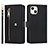 Leather Case Stands Flip Cover Holder D06T for Apple iPhone 14 Black