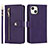 Leather Case Stands Flip Cover Holder D06T for Apple iPhone 14 Purple