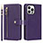 Leather Case Stands Flip Cover Holder D06T for Apple iPhone 15 Pro Max Purple