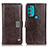 Leather Case Stands Flip Cover Holder D06Y for Motorola Moto G71 5G Brown