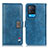 Leather Case Stands Flip Cover Holder D06Y for Oppo A54 4G Blue