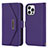 Leather Case Stands Flip Cover Holder D07T for Apple iPhone 15 Pro Purple