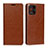 Leather Case Stands Flip Cover Holder D07T for Oppo Find X3 5G Light Brown