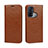 Leather Case Stands Flip Cover Holder D07T for Oppo Reno5 A Light Brown
