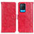 Leather Case Stands Flip Cover Holder D07Y for Oppo A54 4G Red