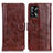 Leather Case Stands Flip Cover Holder D07Y for Oppo F19 Brown