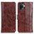 Leather Case Stands Flip Cover Holder D07Y for Oppo Reno5 F Brown