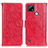 Leather Case Stands Flip Cover Holder D07Y for Realme C21 Red