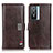 Leather Case Stands Flip Cover Holder D07Y for Vivo Y76s 5G Brown
